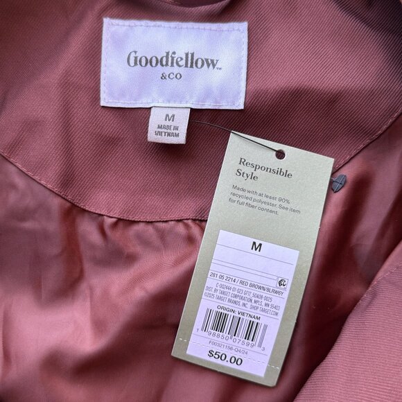 Goodfellow & Co Rust Brown Lightweight Jacket Recycled Polyester Zip-Up Mens M - Picture 3 of 8